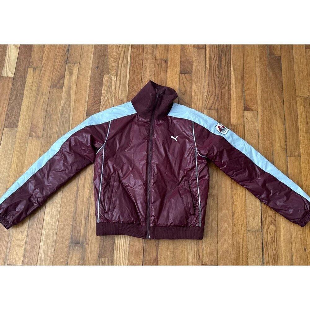 Puma Ski Nationals Jacket Women's Maroon Powder Blue Track Bomber Size M
